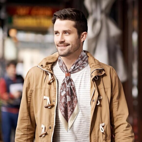 ⚡Men G-Brown Necktie 27.5 Inches Cowboy Scarves Pocket Square Silk Bandanas - Picture 5 of 8